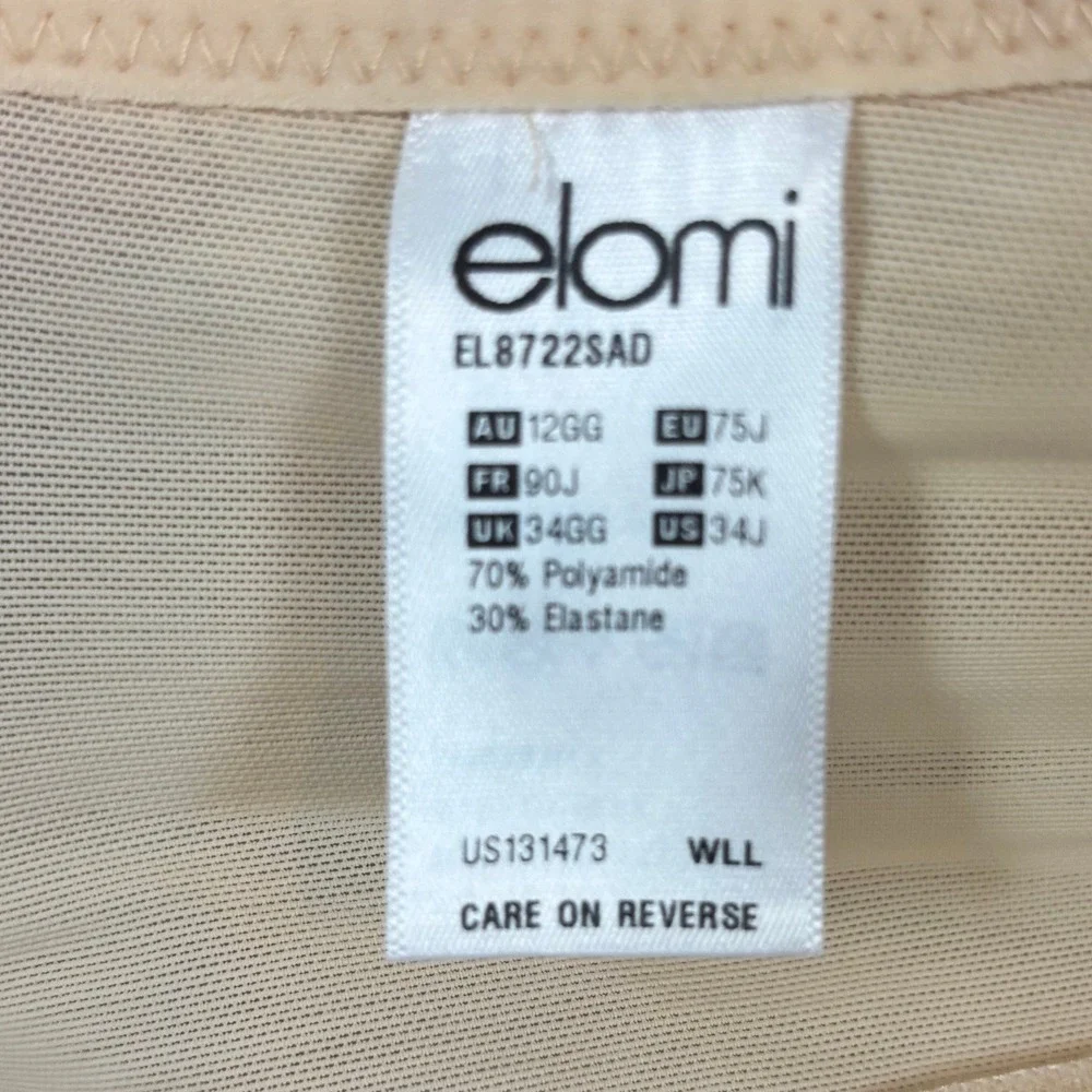 Elomi Bijou Sand Molded Underwired Bra J-Hook US 34J UK 34GG EL8722SAD Beige